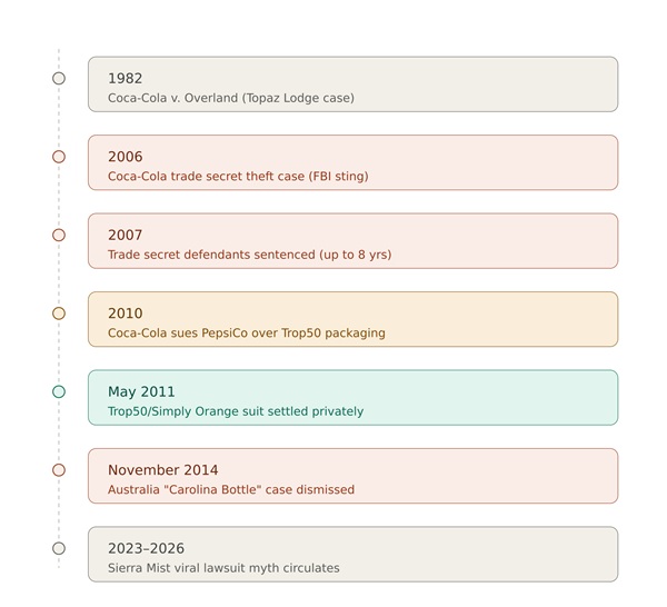 Visual Timeline of PepsiCo vs. Coca-Cola Legal Battles